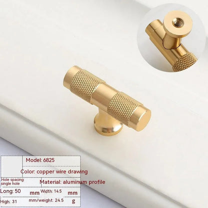 Brushed brass aluminium furniture handle shown alongside hole spacing options of 96mm, 128mm, and 160mm.