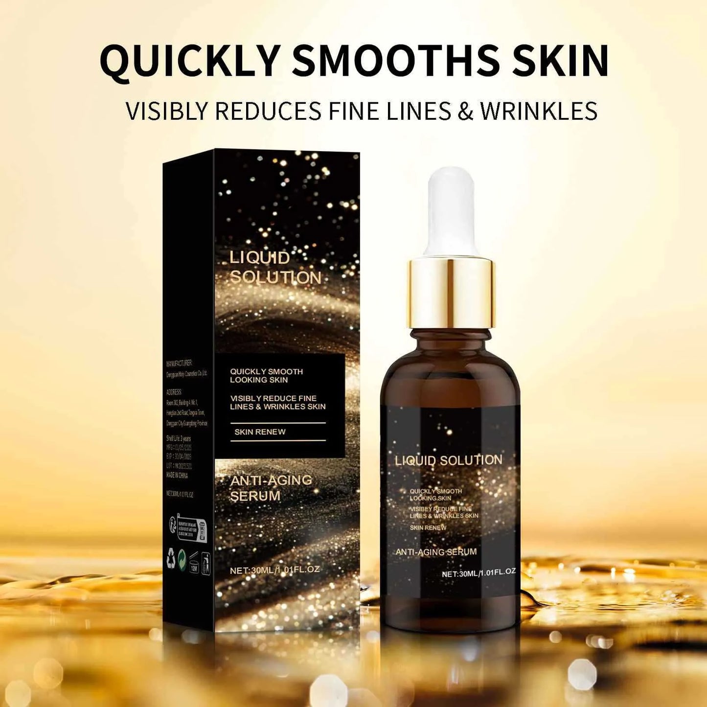 30ml facial moisturising solution bottle with glycerin and hyaluronic acid