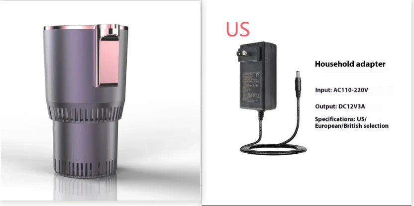 Smart 2-in-1 car beverage warmer and cooler with digital temperature display, versatile design to keep drinks at the perfect temperature