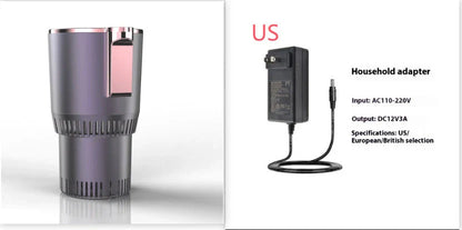 Smart 2-in-1 car beverage warmer and cooler with digital temperature display, versatile design to keep drinks at the perfect temperature