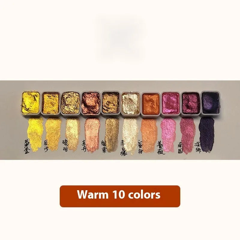 Traditional Chinese painting watercolour set with 20 tubes, including 5ml red and white gold, and 1ml warm and cold colours