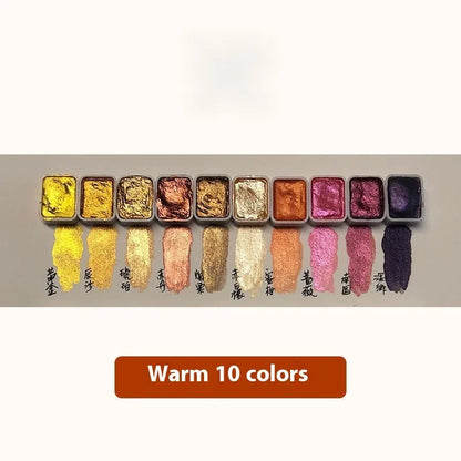 Traditional Chinese painting watercolour set with 20 tubes, including 5ml red and white gold, and 1ml warm and cold colours