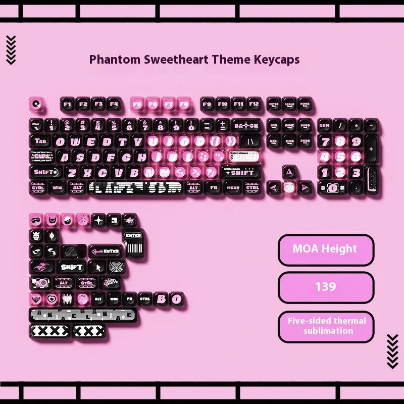 Sublimation printed cartoon pig party theme mechanical keyboard keycap full set on a keyboard