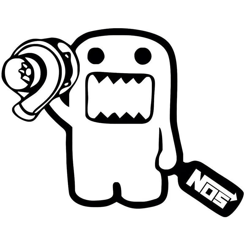 Black and white cartoon automobile PVC sticker measuring 15x12cm for car decoration
