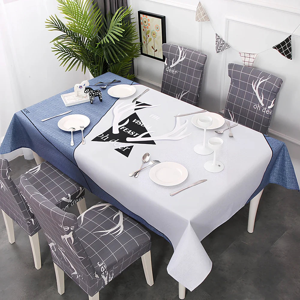 European tablecloth with Nordic pattern in 90% polyester linen blend measuring 120x160cm