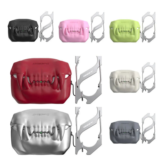 Creepy Teeth Wireless Earphone Cover for AirPods Pro in Fluorescent Green Bone, Bone White, and Carbon Black colors