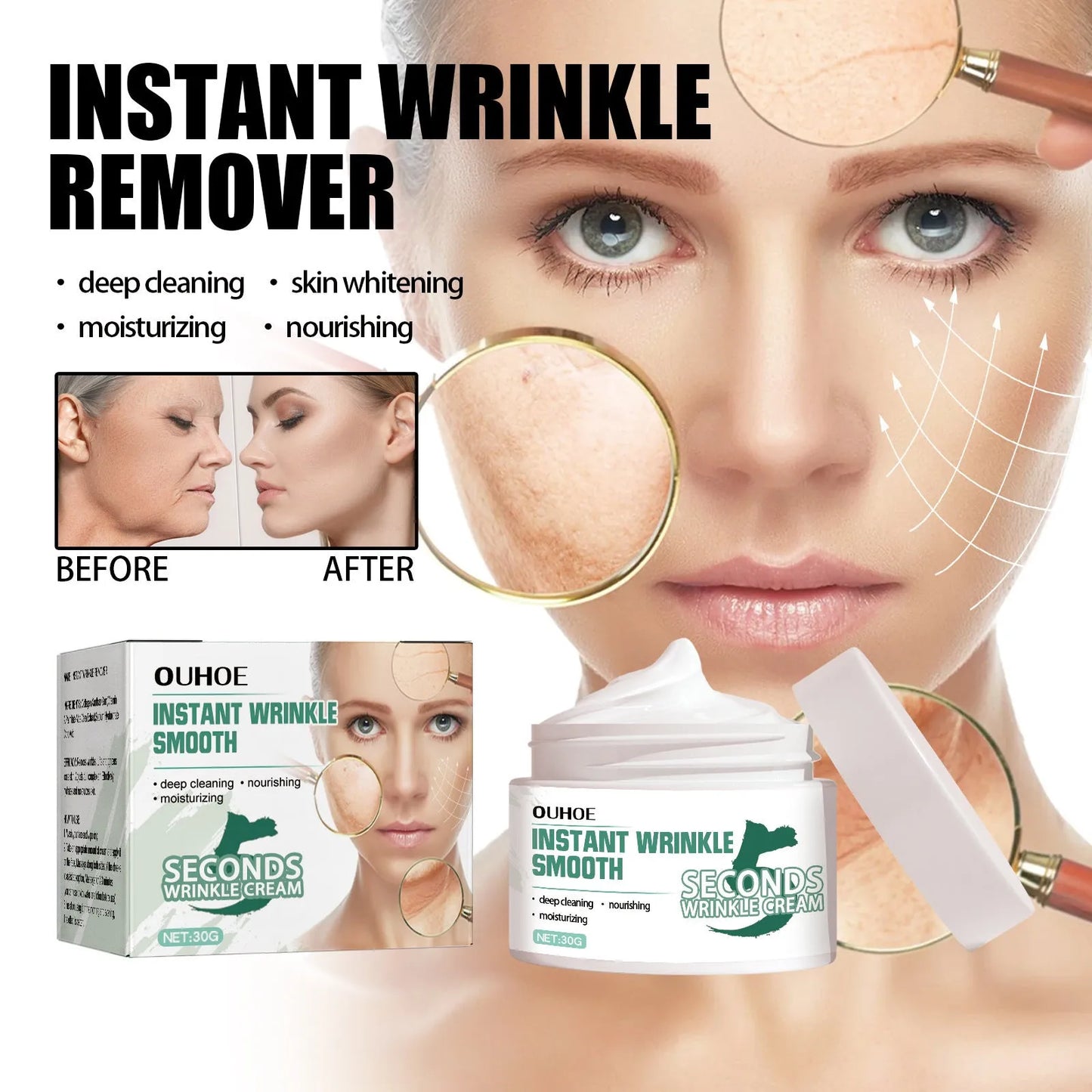 30g anti-aging anti-wrinkle face cream jar for facial hydration