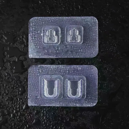 Transparent plastic adhesive snap button hook with double-sided patch, 10kg load, no punching.