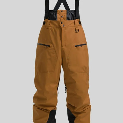Men's black thickened waterproof ski trousers made from flame-retardant linen fabric