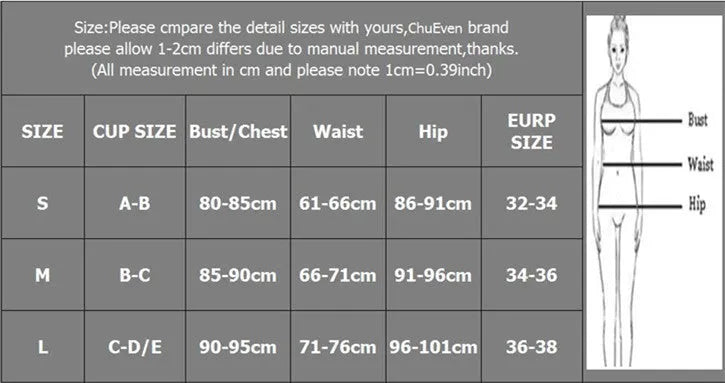 Women's nylon bikini separates in five colour options with S, M, L sizing