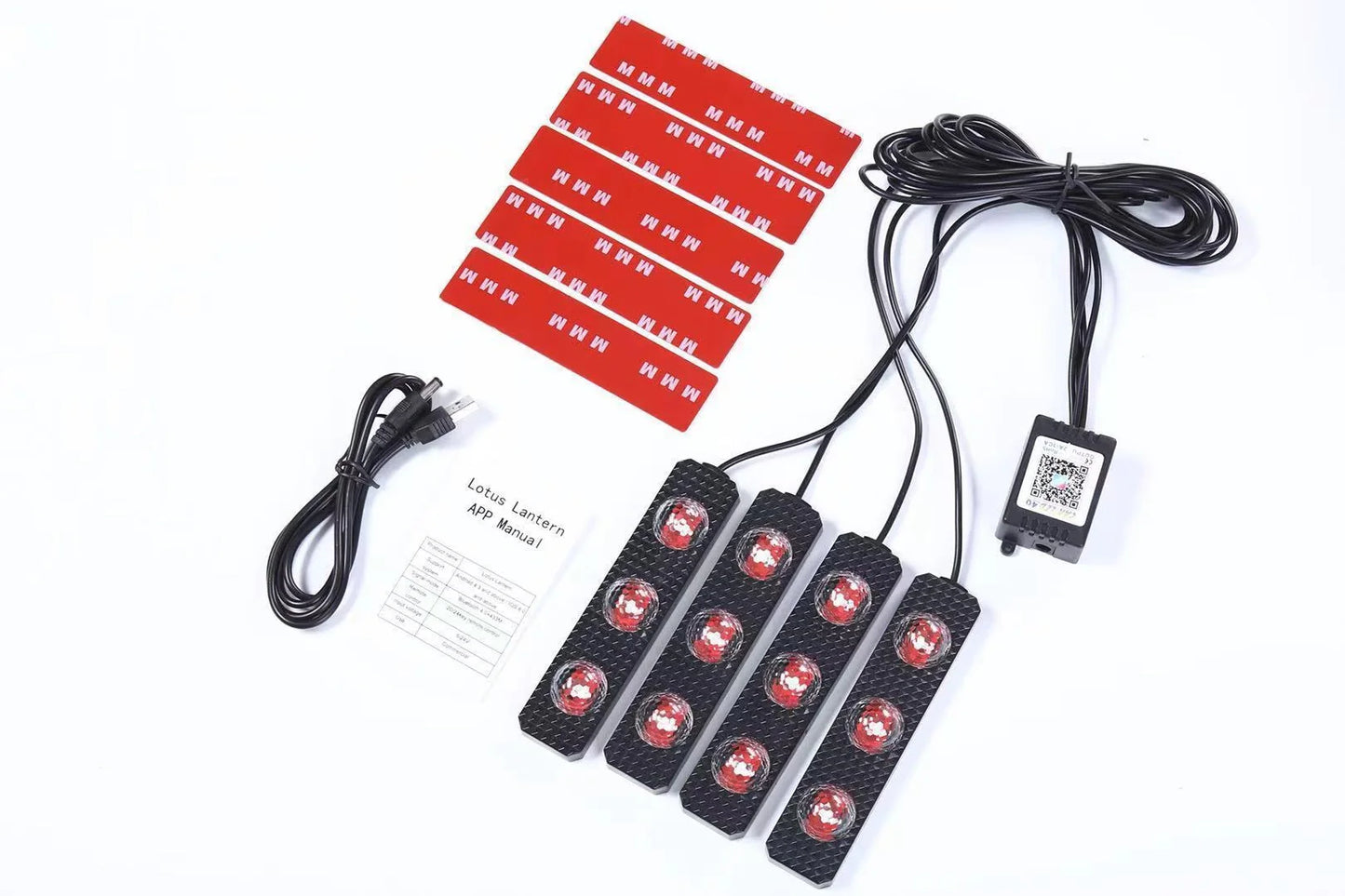 LED Car Footwell Lights creating a starry night effect inside a car