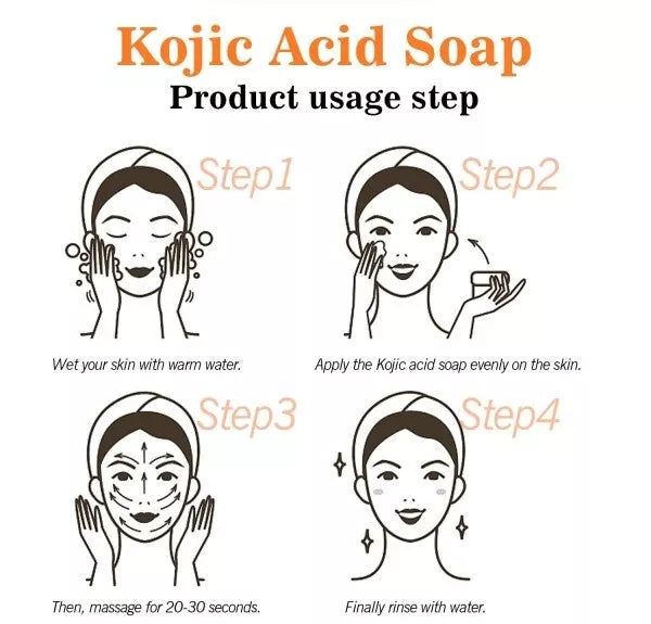 Kojic Acid Soap for skin brightening and freckle reduction, 65g x 2 bars