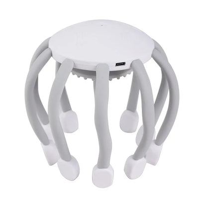 USB-powered handheld head massager with multiple flexible claws in black colour.