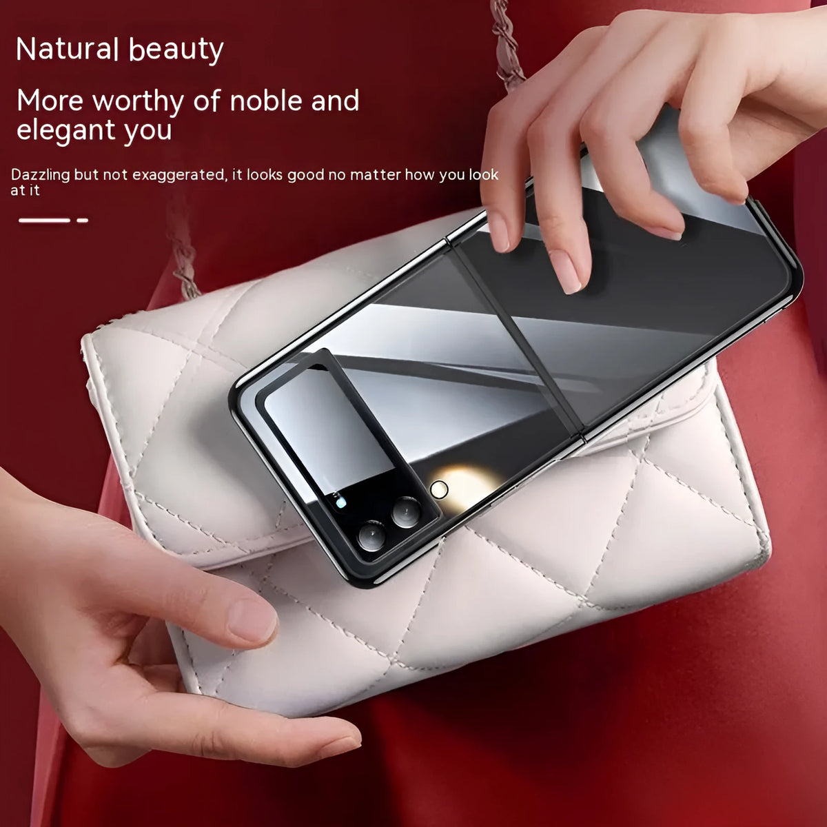 Hard PC back cover phone case for Samsung Z Flip 3 and Z Flip 4 with electroplated transparent finish