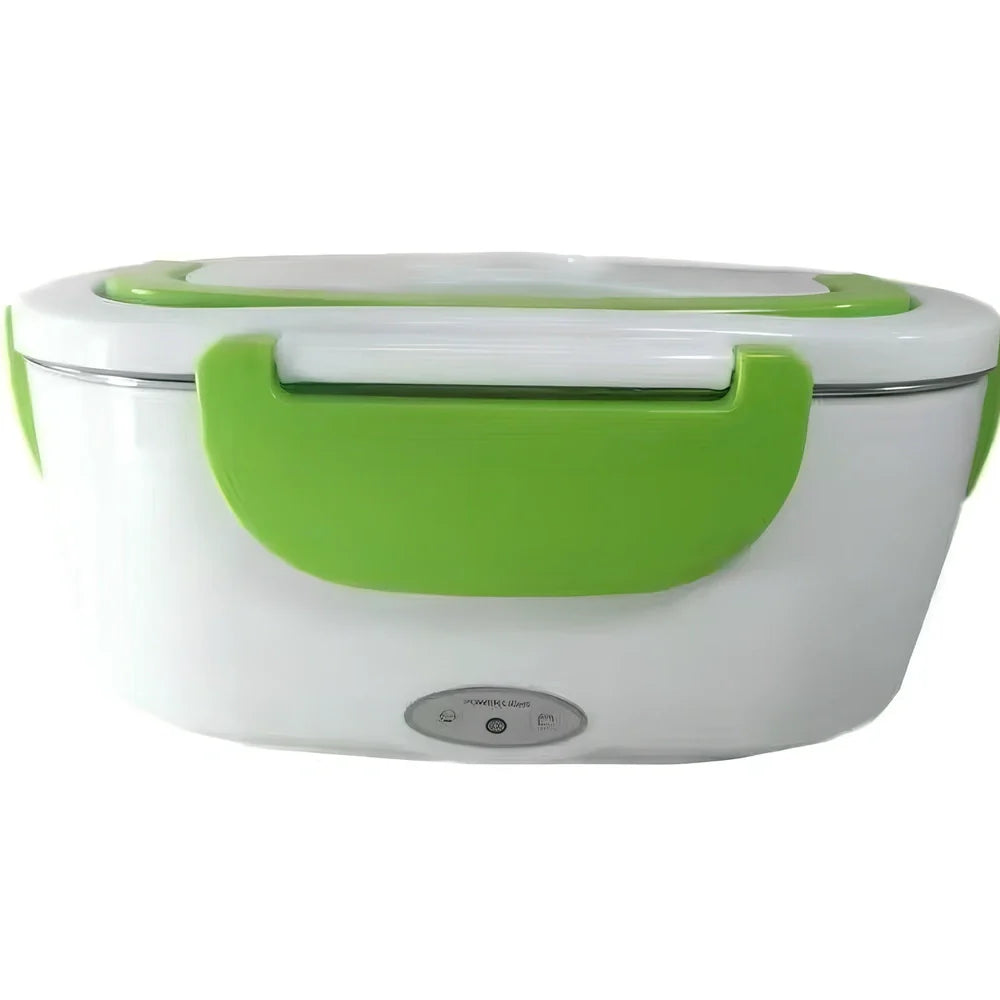 Large 1-2L insulated electric lunch box in silver gray with 304 stainless steel interior and 220V adapter for home car heating