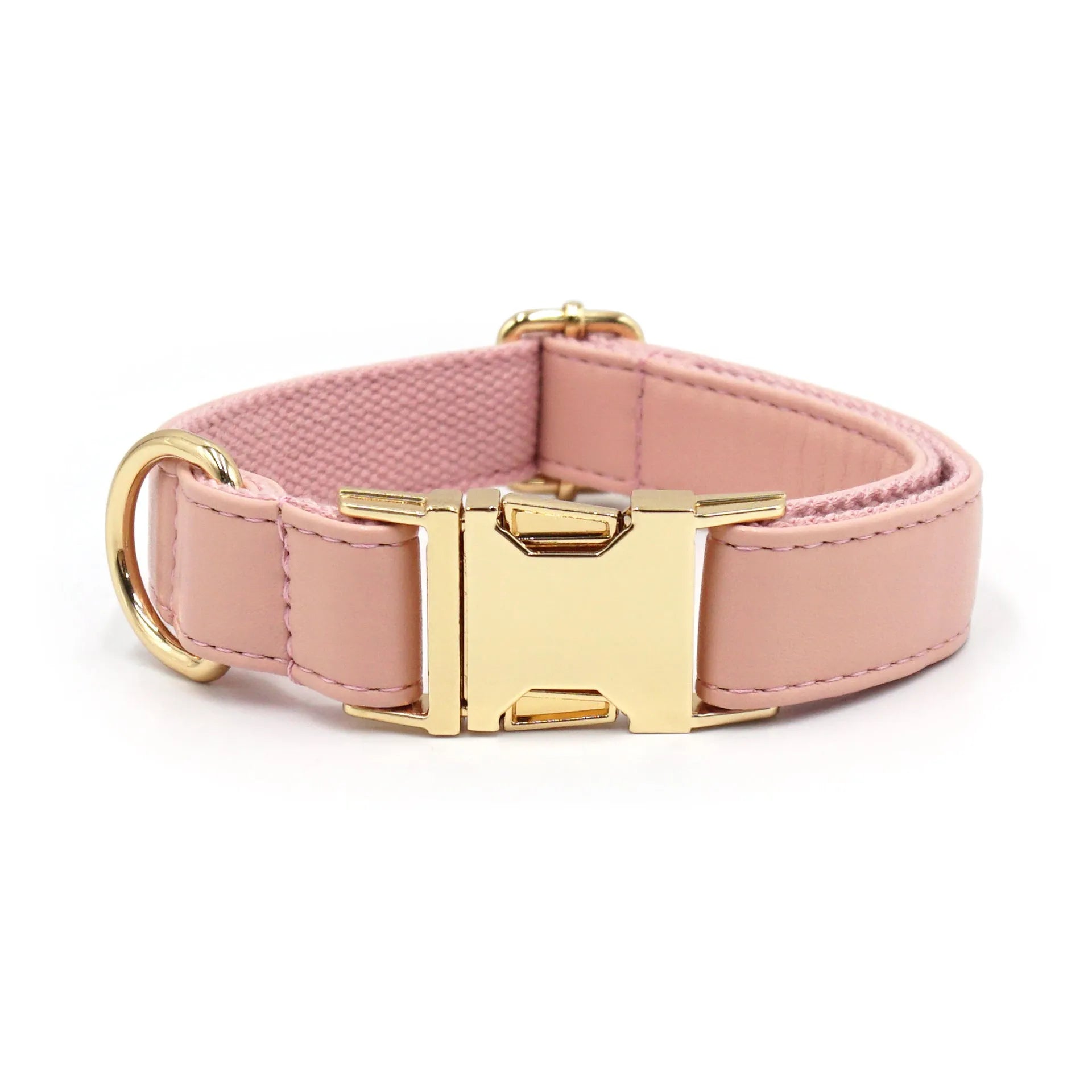 Velvet leather dog collar with colour block design showing buckle fastening in available colour options