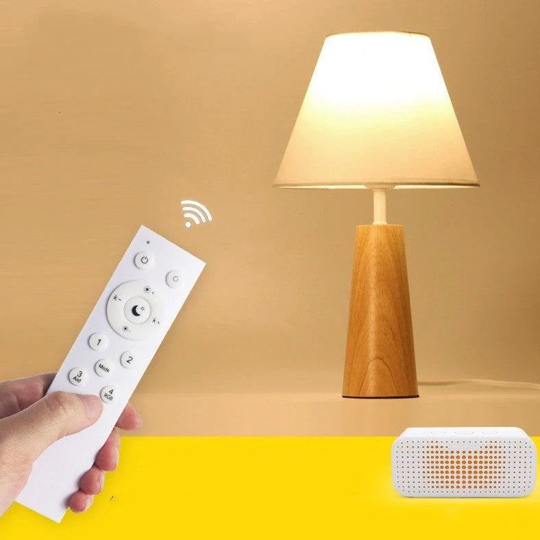 Solid wood bedside lamp with bamboo holder, 40cm height, 8cm base, wood colour finish