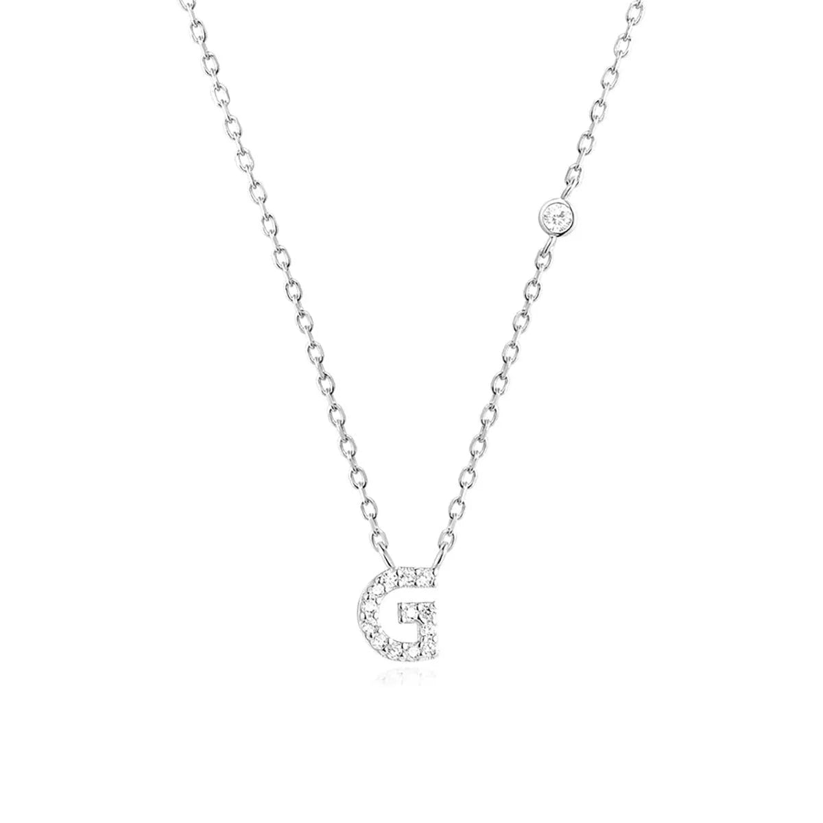 Custom Initial Necklace with sparkling CZ pendant, available in gold or silver finish