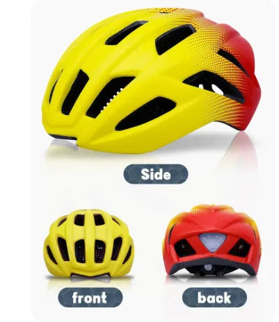 Orange road and mountain bike helmet showing 16 ventilation holes, size L fits 56-61cm.