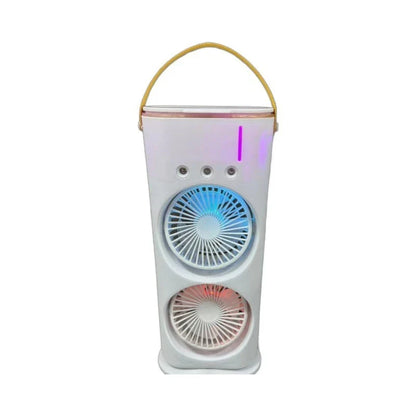 Versatile Portable Air Cooler with Humidifying Mist - Adjustable Three-Speed Fan, Built-in Humidifier, and Colorful Ambient Lighting