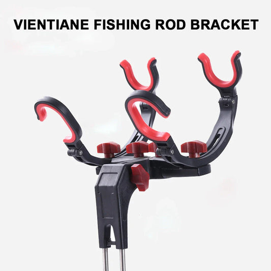 Adjustable fishing rod holder with 360-degree rotation and durable stainless steel and nylon construction