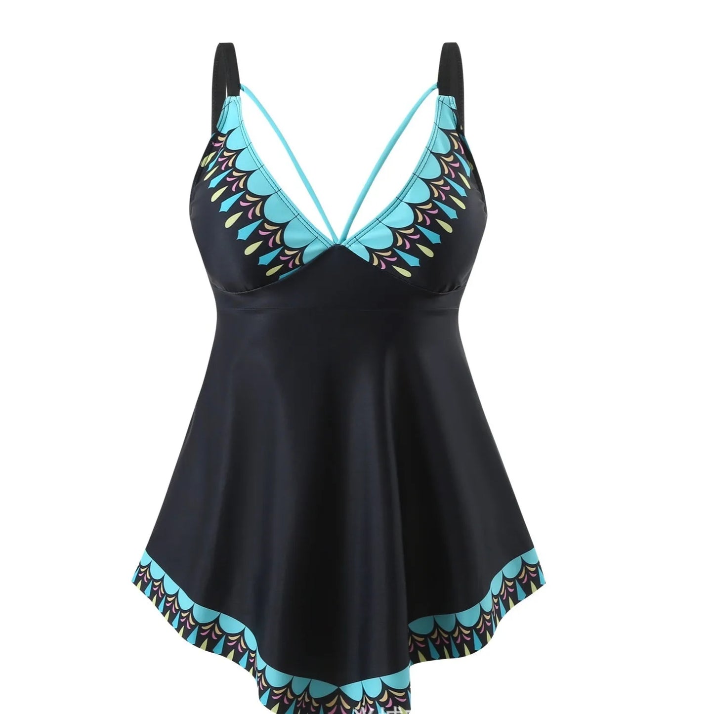 Plus size green two-piece bikini swimsuit with backless design and briefs style for swimming sports