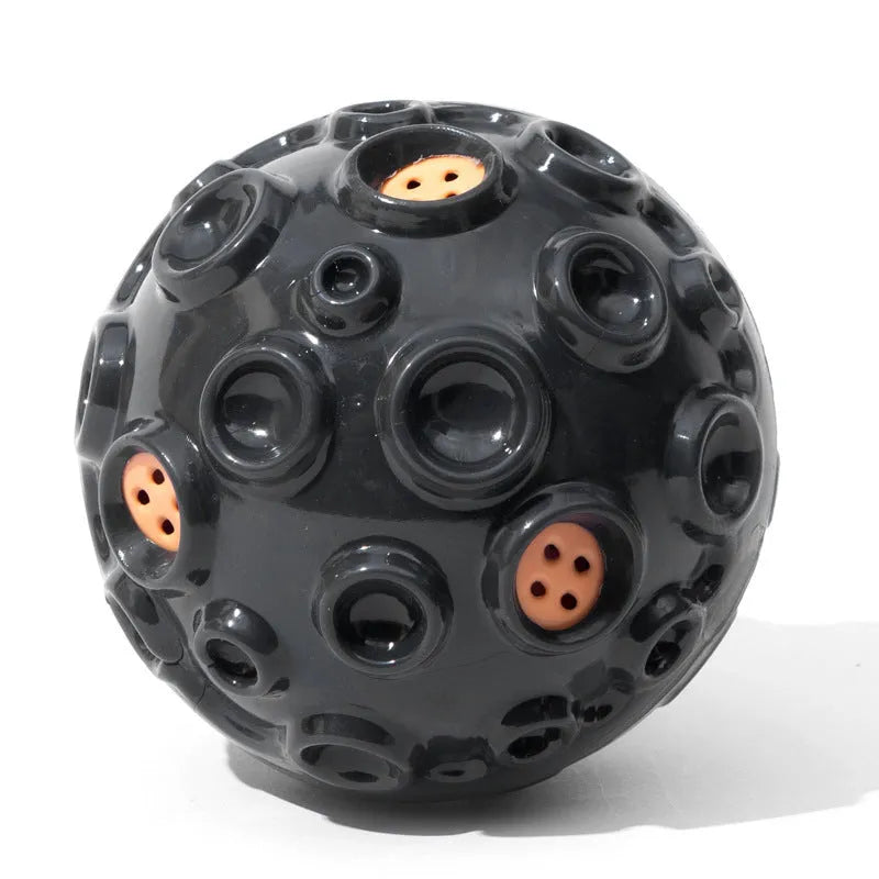 Colourful dog toy ball with meteorite-shaped bumps for aggressive chewers and anxiety relief