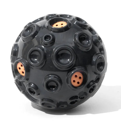 Colourful dog toy ball with meteorite-shaped bumps for aggressive chewers and anxiety relief
