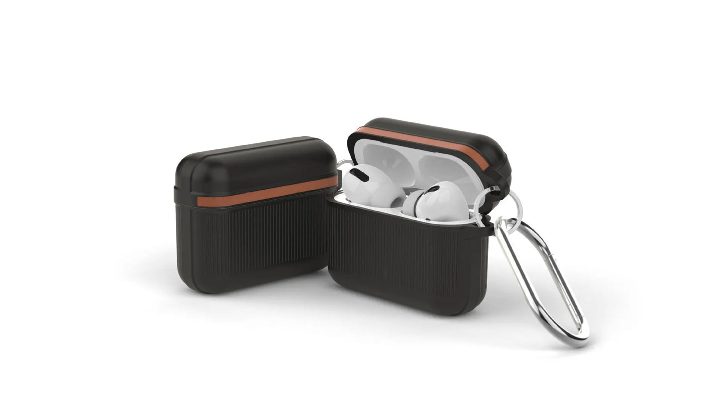 Silicone AirPods case in solid colour with reinforced corners and split design for quick access