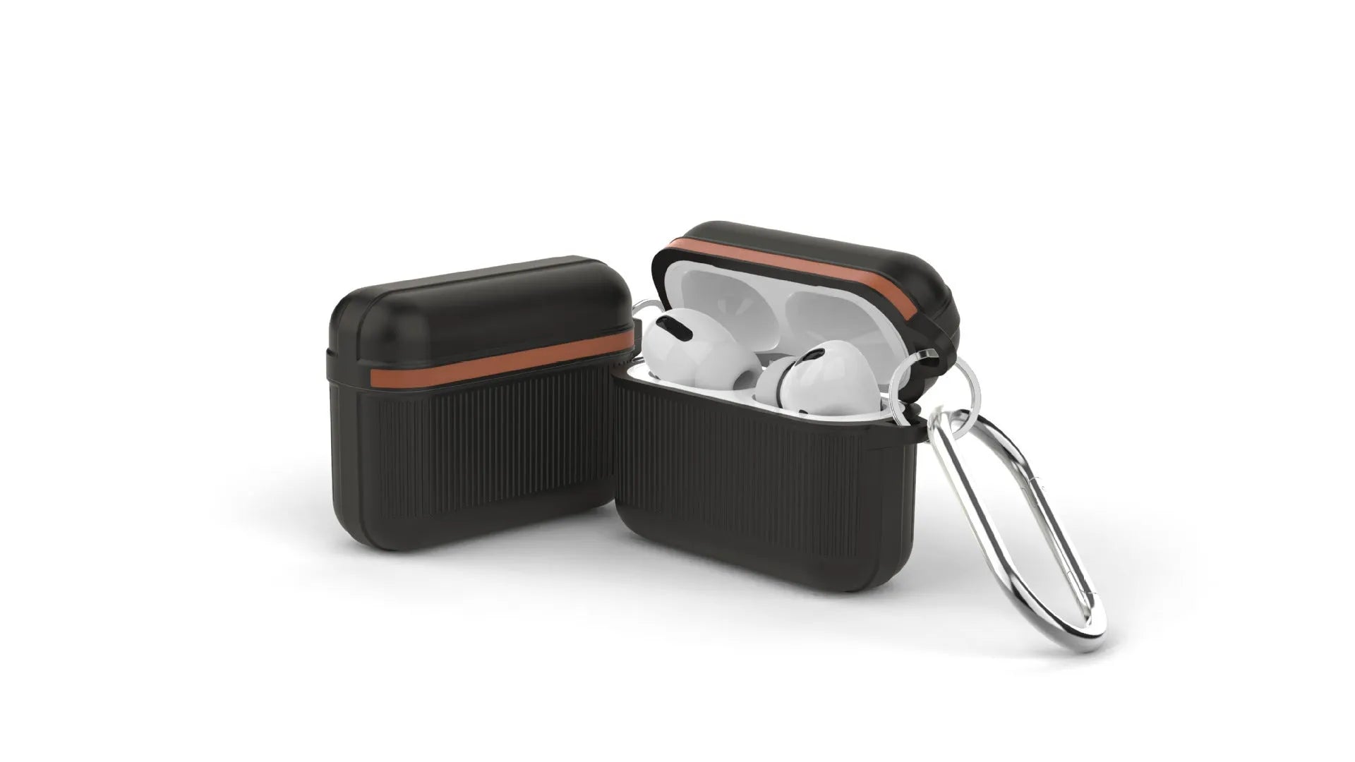 Silicone AirPods case in solid colour with reinforced corners and split design for quick access