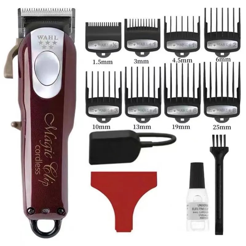 Charging hair clipper with stainless steel cutter head and multiple international plug specifications