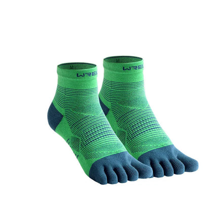 Professional unisex sports toe socks in Coolmax fabric, showing individual toe design and available colour options.