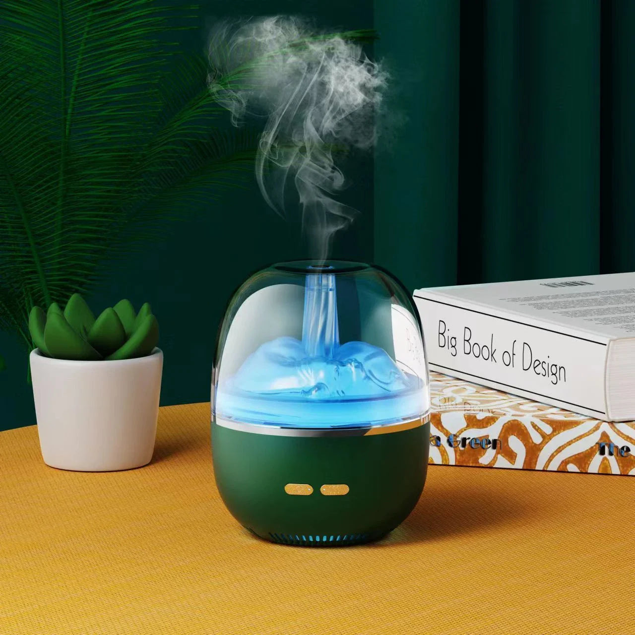 Ultrasonic aromatherapy humidifier with color-changing LED lights, compact and sleek design for home or office use