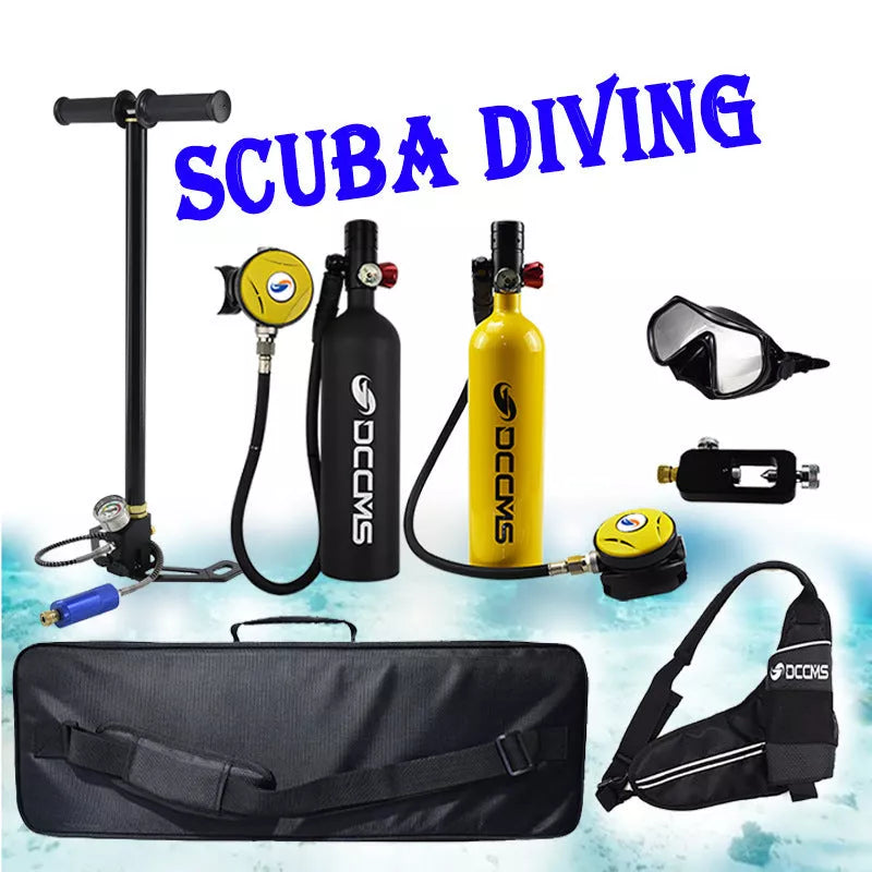 DCCMS Portable Diving Oxygen Tank in yellow and black, 260X90mm, 200 bar capacity