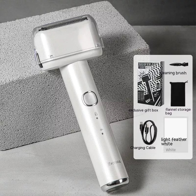 Men's electric reciprocating shaver in fresh blue, Van Gogh green, or light feather white