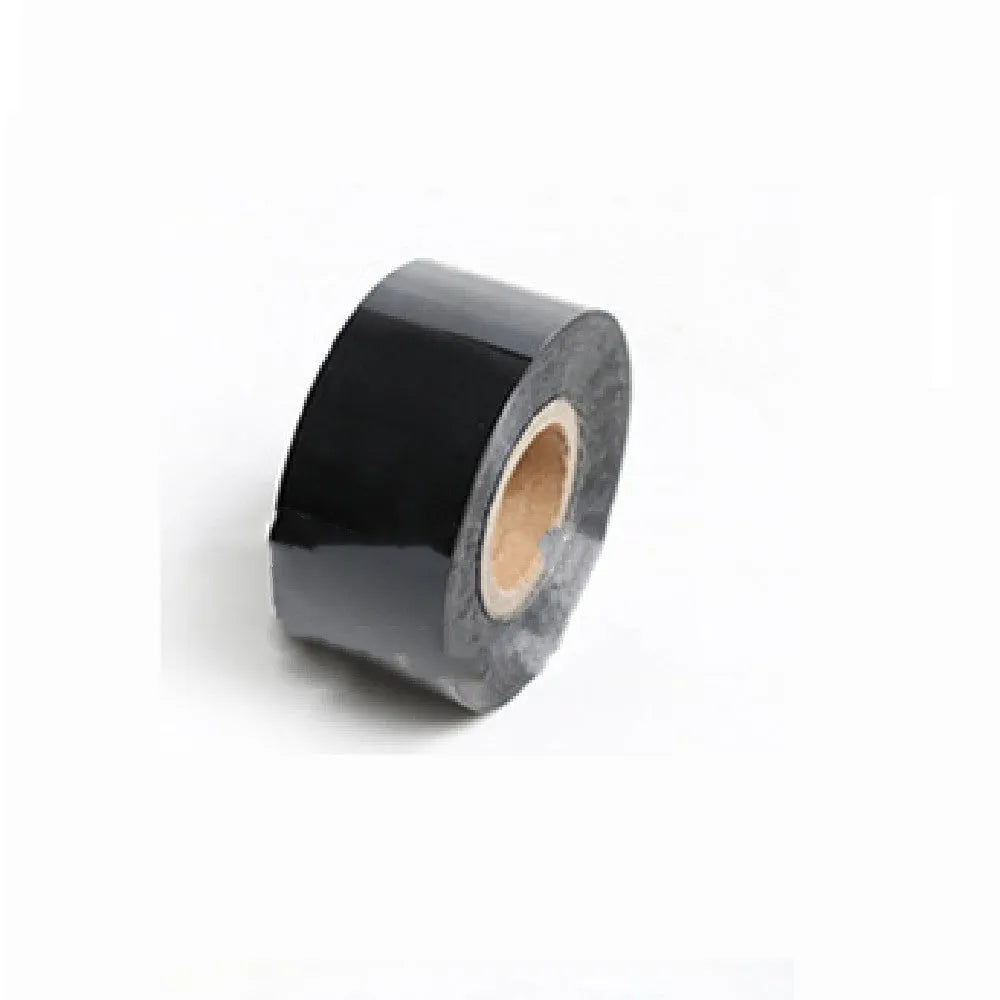 Roll of electrochemical aluminium hot foil for branding on leather and plastic, showing metallic finish and 120m length