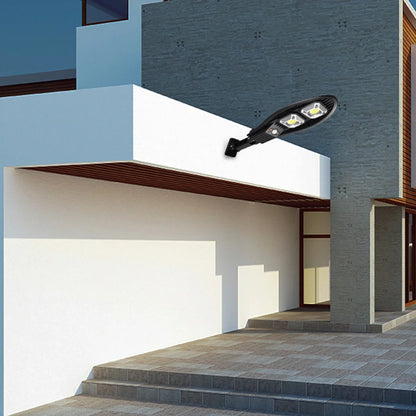 Solar street LED light with 55cm housing, white illumination, and remote control for outdoor garden security