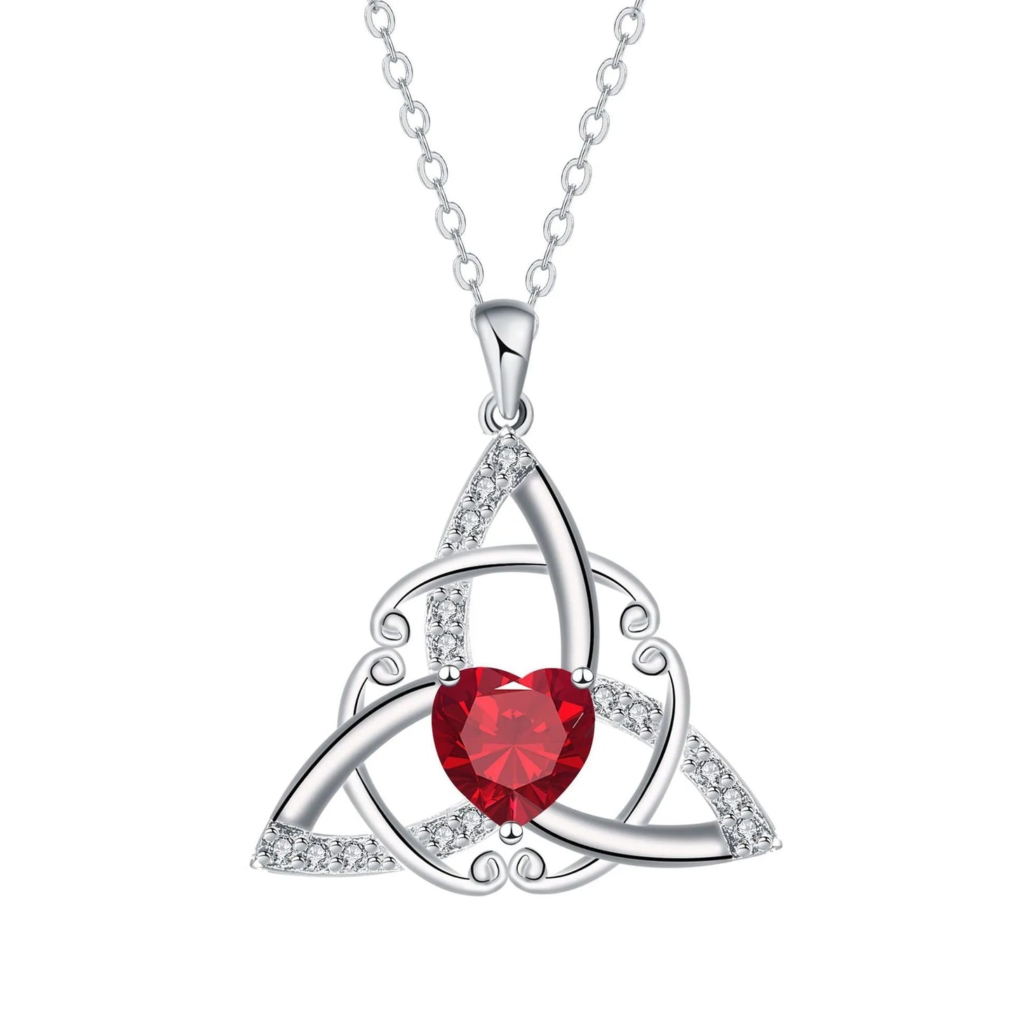 Celtic knot necklace for women in copper with electroplated colour geometric pendant