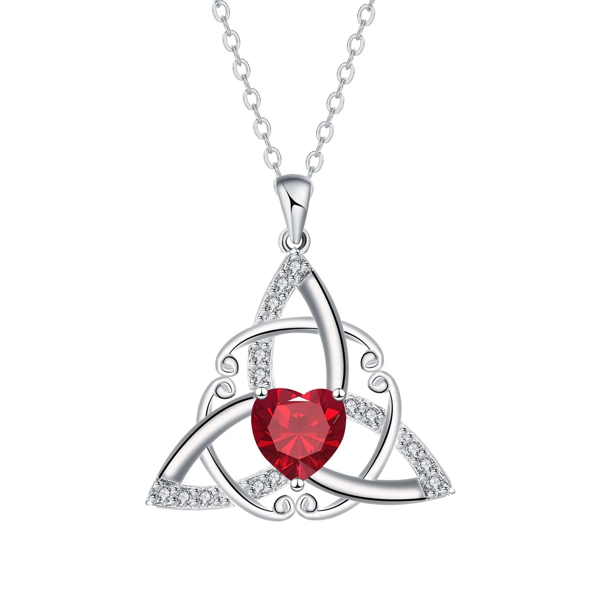 Celtic knot necklace for women in copper with electroplated colour geometric pendant