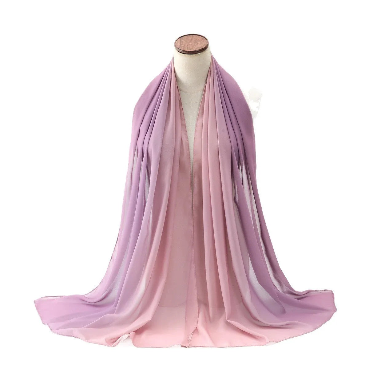 Women's chiffon bubble towel scarf in ethnic pattern showing draped length of 175 cm