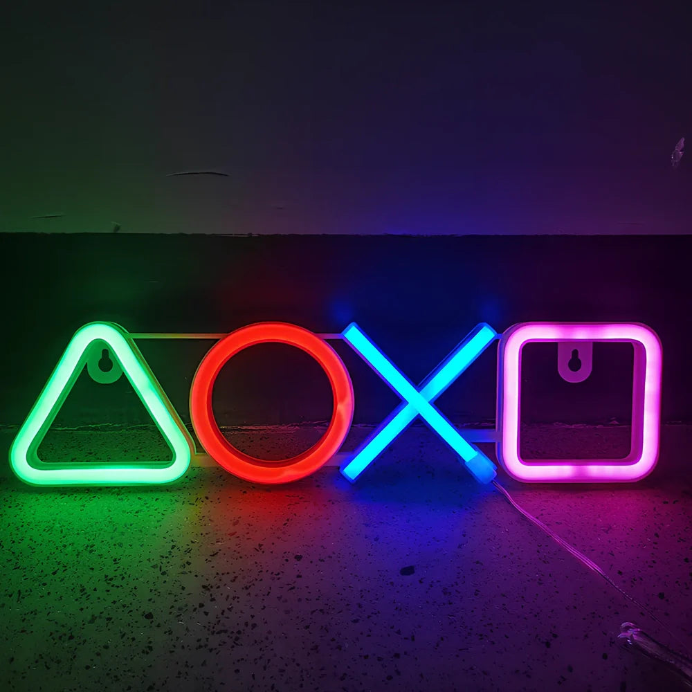 LED game symbol neon light with plastic housing measuring 350mm by 90mm