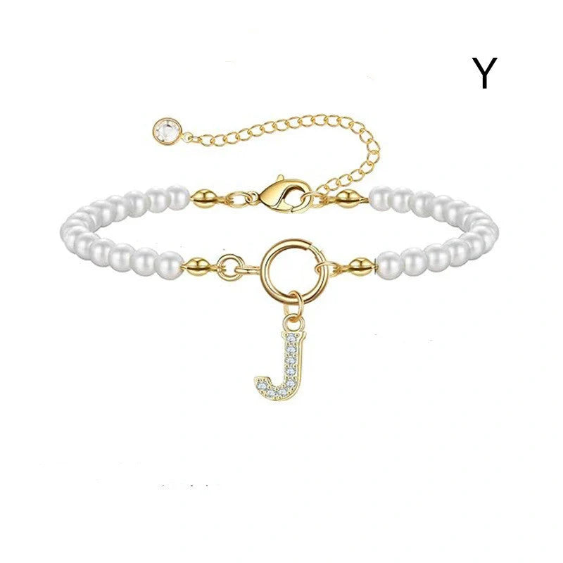 2024 fashion initial pearl bracelet for women with toggle clasp