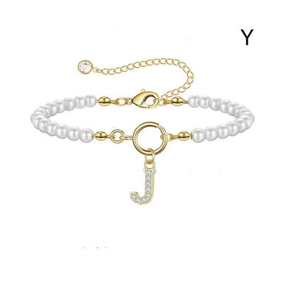 2024 fashion initial pearl bracelet for women with toggle clasp