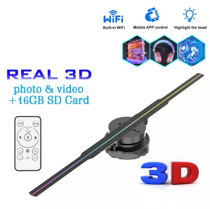 Stereo Rotating Suspension Naked Eye 3D Holographic Projector with 42cm display