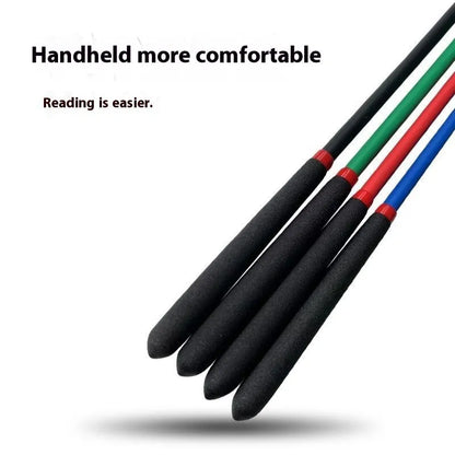 A straight resin measuring pointer for sewing and dressmaking tasks.
