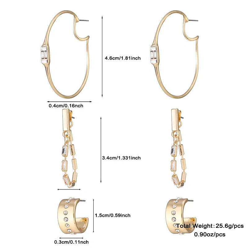 Women's chain-like flat snake twin necklace set with earrings, showcasing layered design and quadrilateral pendant.