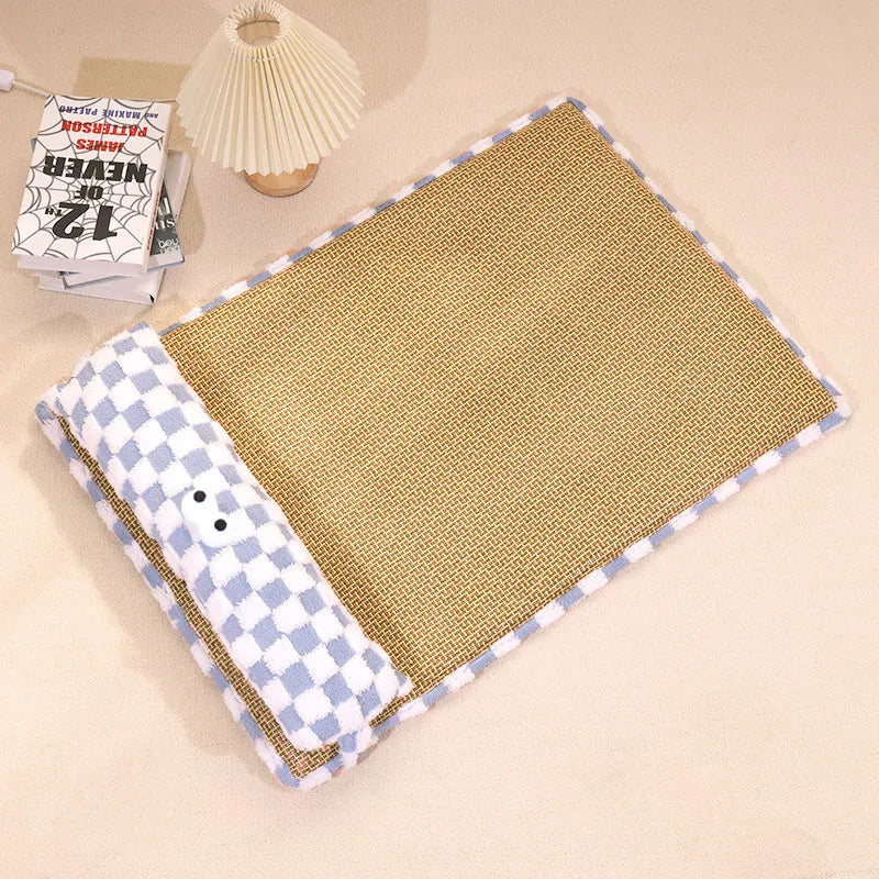 Four-season pet cushion for cats and dogs available in four sizes with grey and yellow colour options