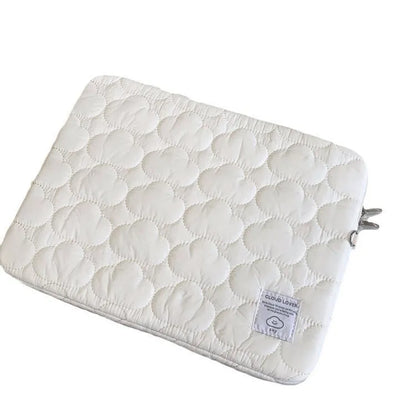 Cloud embroidery cotton notebook storage bag for iPad and tablet PC in white or blue, 11 to 15.6 inch sleeve