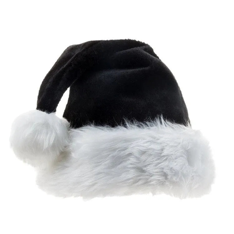 Christmas plush hat in white and black or red and black colour combinations