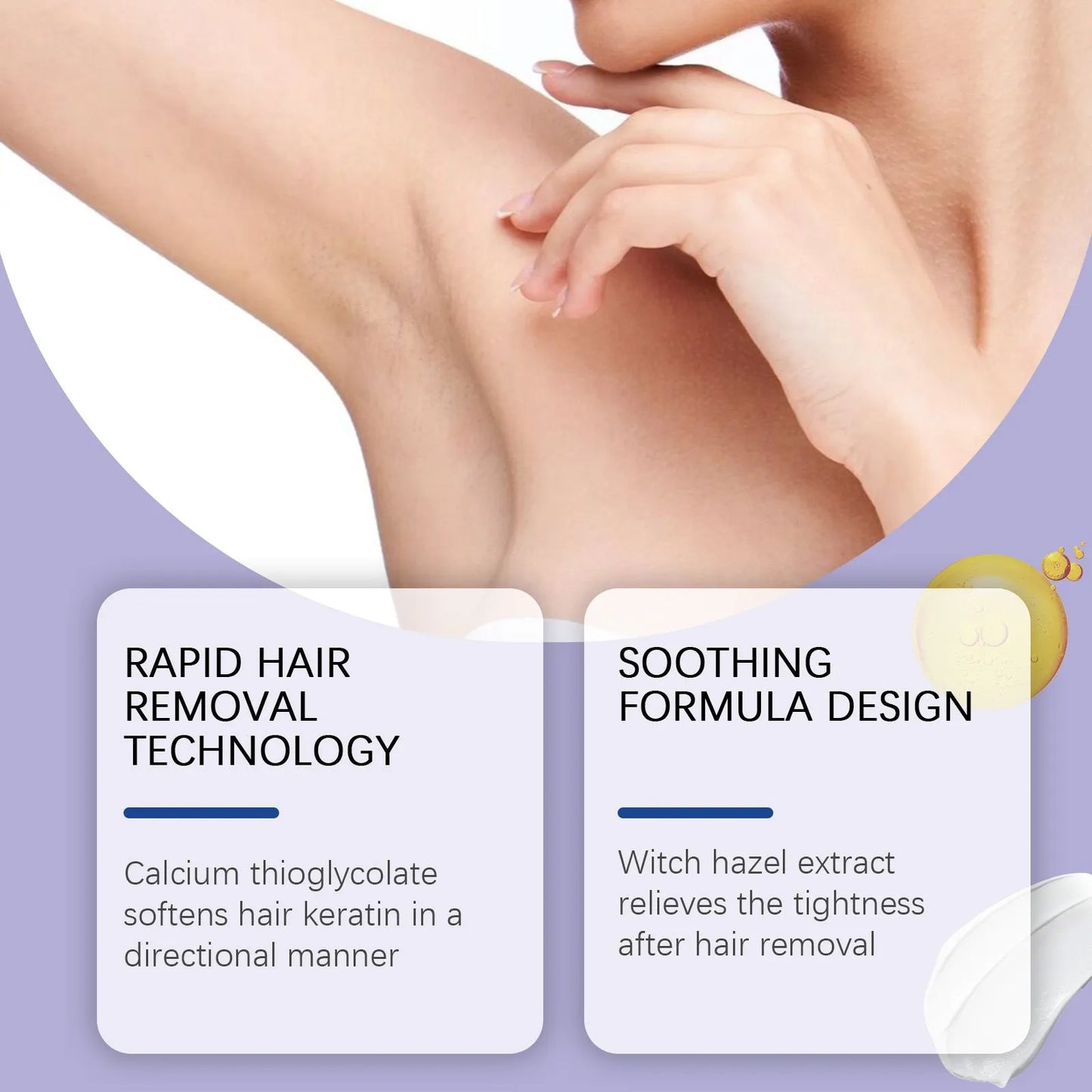 100g tube of moisturising hair removal cream with witch hazel extract and glycerin formula